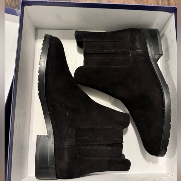 Stuart Weitzman Basilico Black Suede Flat Ankle Booties Size 6 - Picture 2 of 11